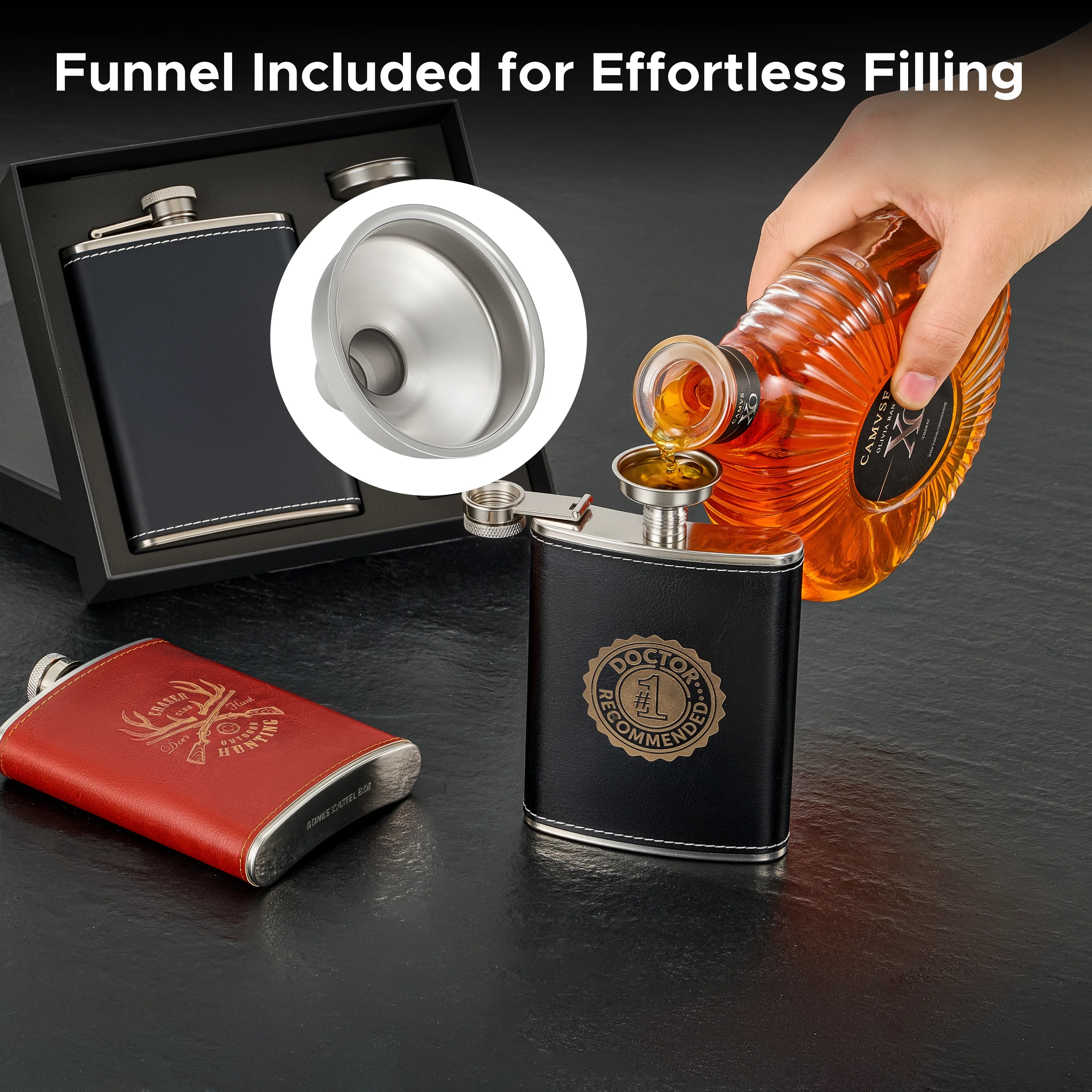 Hip Flasks for Liquor, Drinking Vessels for Whiskey Vodka Rum Gin More