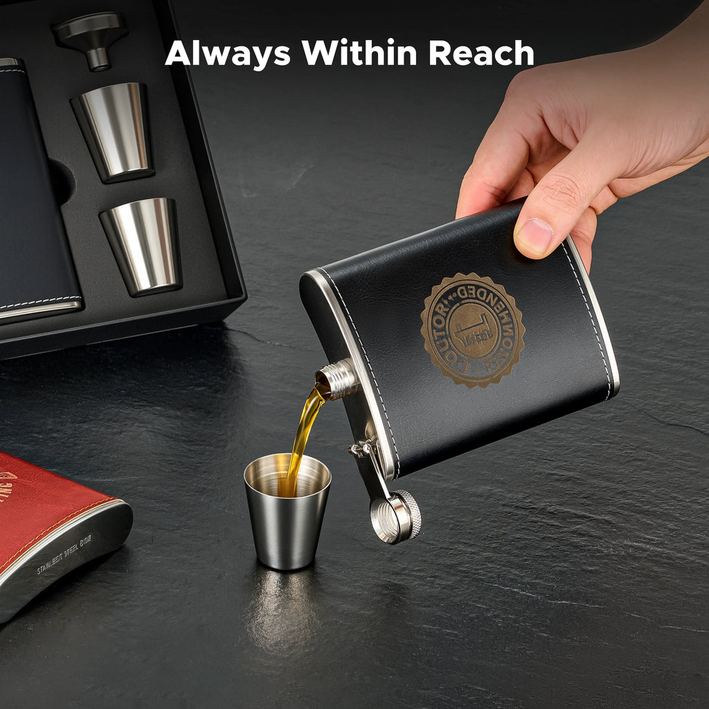 Hip Flasks for Liquor, Drinking Vessels for Whiskey Vodka Rum Gin More
