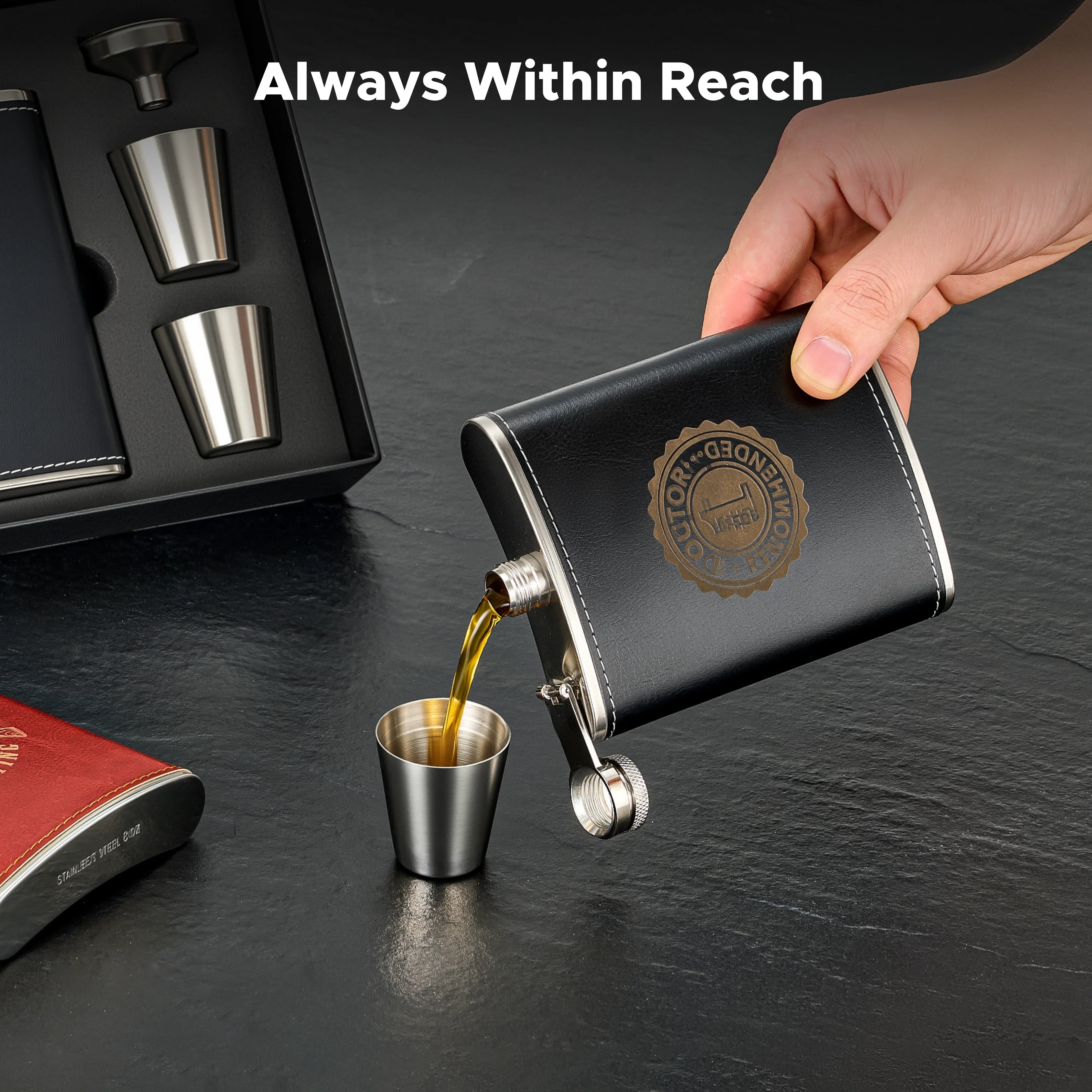 Hip Flasks for Liquor, Drinking Vessels for Whiskey Vodka Rum Gin More