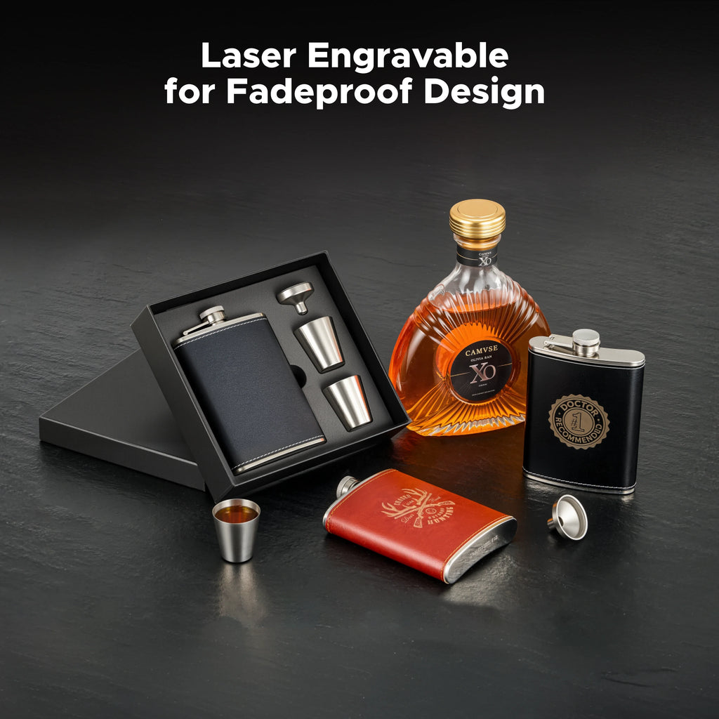 Hip Flasks for Liquor, Drinking Vessels for Whiskey Vodka Rum Gin More