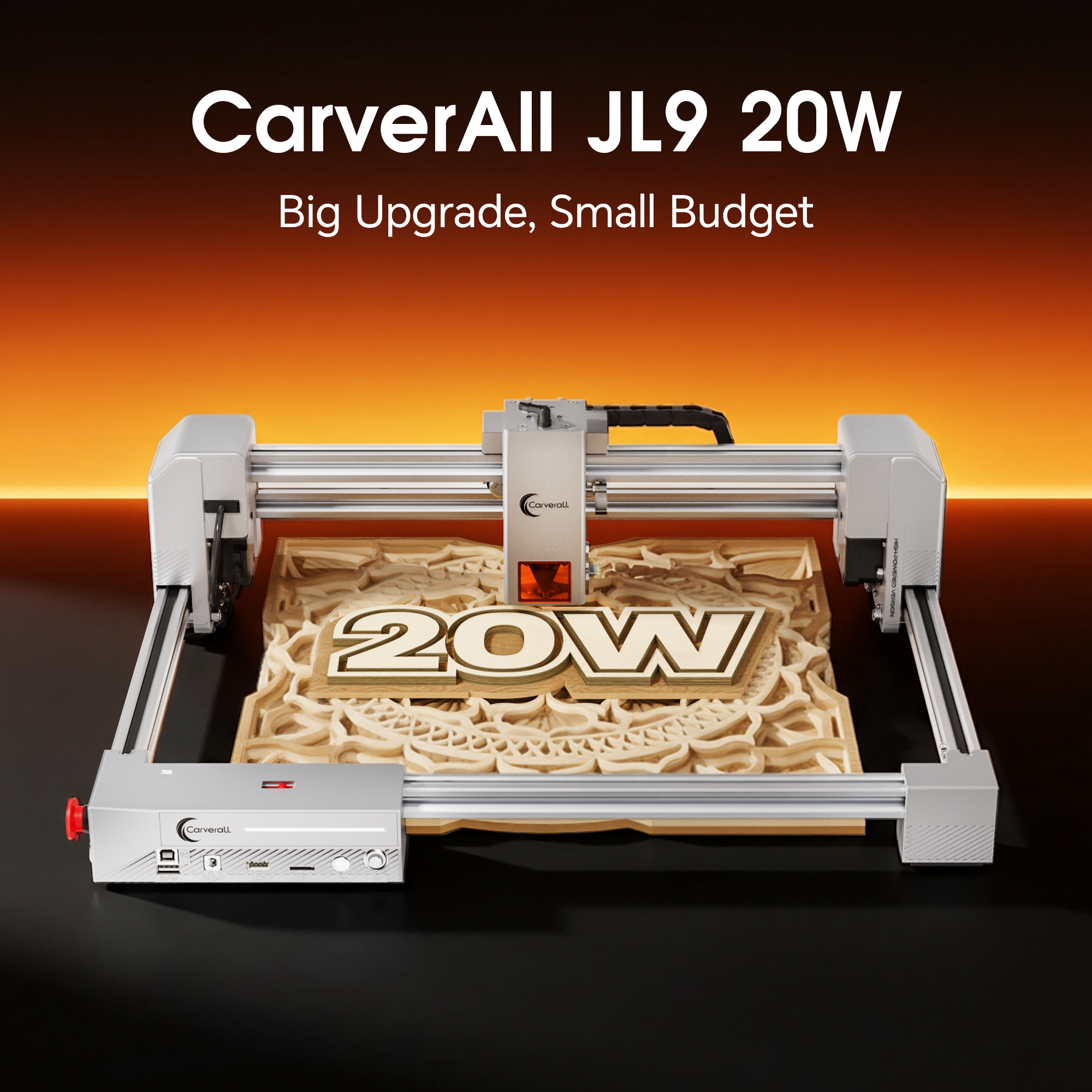 Carverall JL9 20W WiFi Laser Engraver for Wood, Acrylic, Leather & Small Business Projects